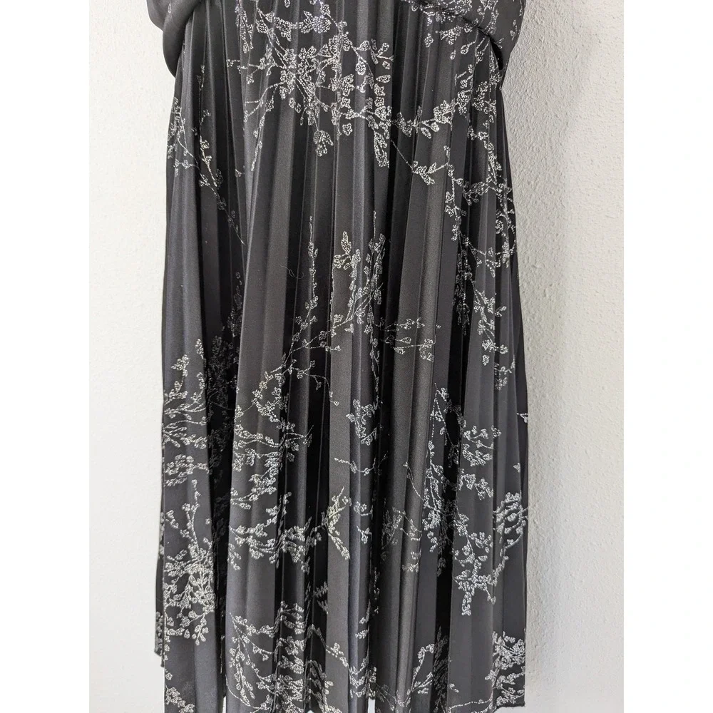 Vintage B Darlin Dress Black Silver Glitter Floral Halter Pleated 11/12 Y2K USA - Picture 3 of 9